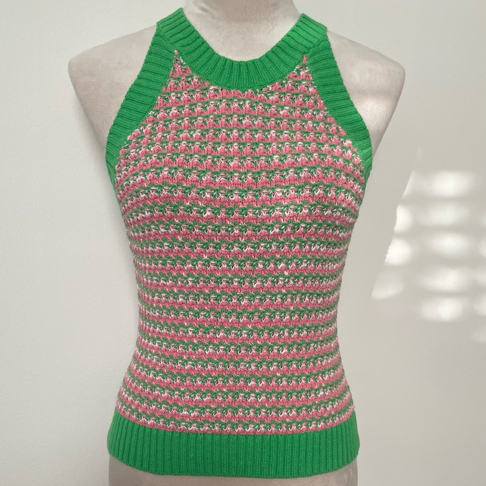 Trina Turk Green and Pink Knit Tank Top - Picture 7 of 7
